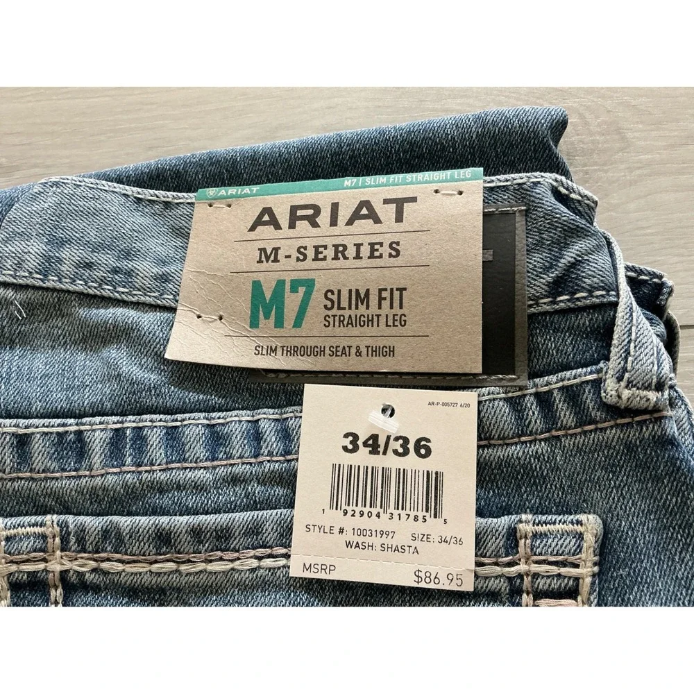 Ariat M7 Slim Fit Straight Leg Jeans‎ Shasta Blue 34/36 New With Tags